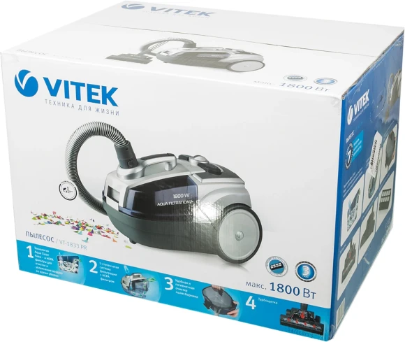 Пылесос Vitek VT-1833 PR 1800Вт жемчужный/синий