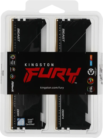 Память DDR4 2x8GB 3200MHz Kingston KF432C16BB2AK2/16 Fury Beast RGB RTL Gaming PC4-25600 CL16 DIMM 288-pin 1.35В kit dual rank с радиатором Ret Память DDR4 2x8GB 3200MHz Kingston KF432C16BB2AK2/16 Fury Beast RGB RTL Gaming PC4-25600 CL16 DIMM 288-pin 1.35В kit dual rank с радиатором Ret