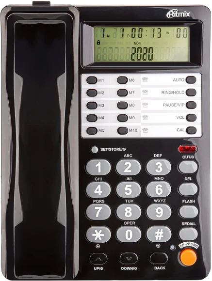 Телефон проводной Ritmix RT-495 черный/серый