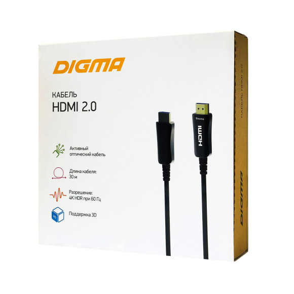 Кабель аудио-видео Digma HDMI 2.0 AOC HDMI (m)/HDMI (m) 30м. позолоч.конт. черный (BHP AOC 2.0-30) Кабель аудио-видео Digma HDMI 2.0 AOC HDMI (m)/HDMI (m) 30м. позолоч.конт. черный (BHP AOC 2.0-30)