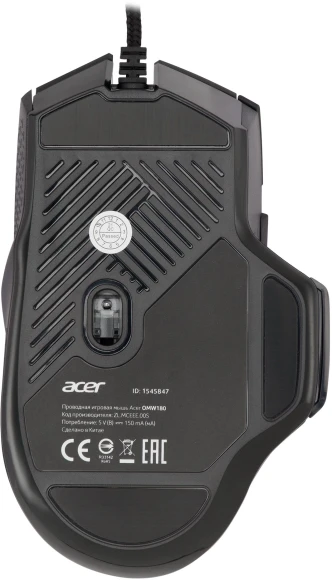 Мышь Acer OMW180 черный оптическая 6400dpi USB 9but (ZL.MCEEE.00S)