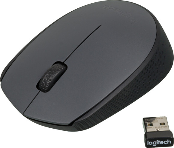 Мышь Logitech M170 серый/черный оптическая 1000dpi беспров. USB 2but (910-004646)