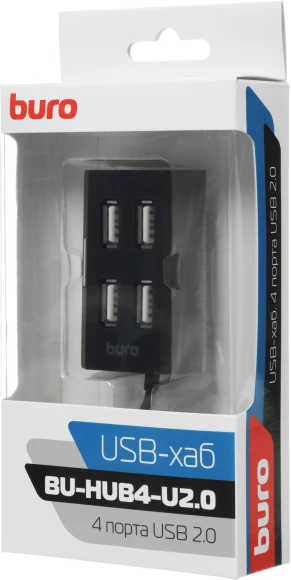 Разветвитель USB 2.0 Buro BU-HUB4-U2.0 4порт. черный
