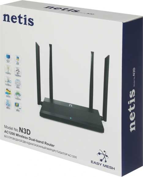 Роутер беспроводной Netis N3D AC1200 10/100BASE-TX черный
