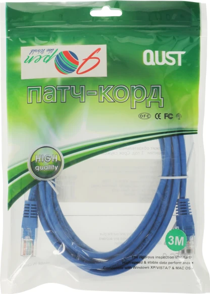 Патч-корд Premier ANP511_3M_B UTP 4 пары cat.5E CCA molded 3м синий outdoor RJ-45 (m)-RJ-45 (m)