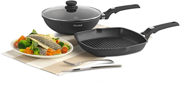 Сковорода-гриль Rondell Point RDA-1350 квадратная 28см покрытие: TriTitan ручка несъемная (без крышки) графитовый