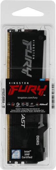 Память DDR5 32Gb 5200MHz Kingston KF552C40BBA-32 Fury Beast Black RGB RTL Gaming PC5-41600 CL40 DIMM 288-pin 1.25В dual rank с радиатором Ret Память DDR5 32Gb 5200MHz Kingston KF552C40BBA-32 Fury Beast Black RGB RTL Gaming PC5-41600 CL40 DIMM 288-pin 1.25В dual rank с радиатором Ret