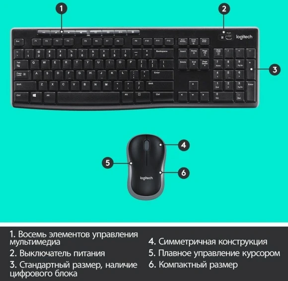 Клавиатура + мышь Logitech MK270 клав:черный мышь:черный USB беспроводная Multimedia (920-003381) Клавиатура + мышь Logitech MK270 клав:черный мышь:черный USB беспроводная Multimedia (920-003381)
