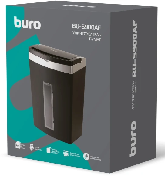 Шредер Buro Office BU-S900AF черный с автоподачей (секр.P-5) фрагменты 60лист. 21лтр. скрепки скобы пл.карты Шредер Buro Office BU-S900AF черный с автоподачей (секр.P-5) фрагменты 60лист. 21лтр. скрепки скобы пл.карты