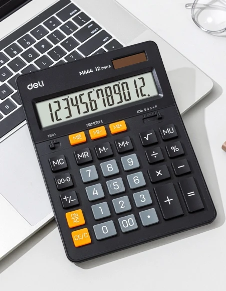 Калькулятор настольный Deli EM444 темно-серый 12-разр.