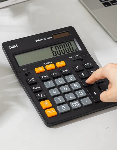Калькулятор настольный Deli EM444 темно-серый 12-разр.