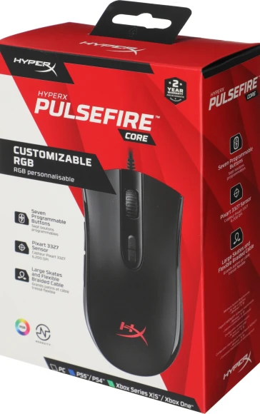 Мышь HyperX Pulsefire Core черный оптическая 6200dpi USB 6but (4P4F8AA)