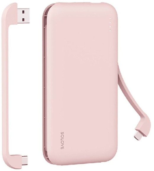 Мобильный аккумулятор Solove W7 10000mAh QC3.0 12W 3A USB-A/USB-C розовый (W7 PINK RUS)