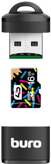 Устройство чтения карт памяти USB2.0 Buro BU-CR-200 черный Устройство чтения карт памяти USB2.0 Buro BU-CR-200 черный