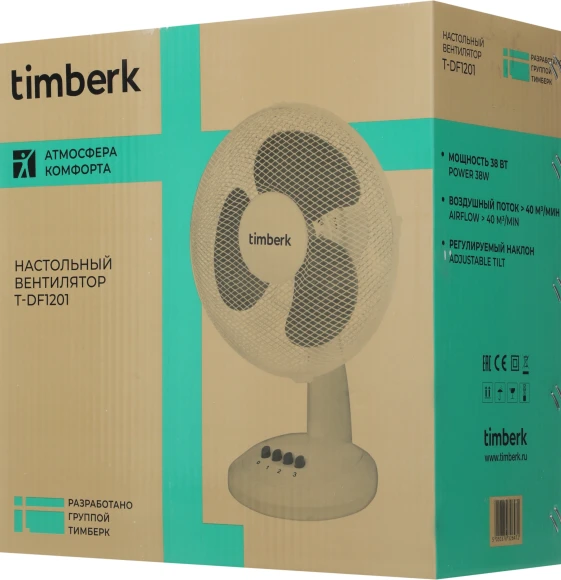 Вентилятор настольный Timberk T-DF1201 38Вт скоростей:3 белый