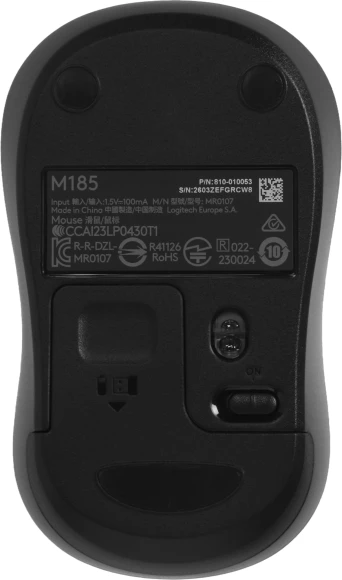 Мышь Logitech M185 черный/красный оптическая 1000dpi беспров. USB для ноутбука 2but (910-002633)