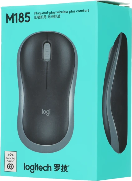 Мышь Logitech M185 черный/красный оптическая 1000dpi беспров. USB для ноутбука 2but (910-002633)
