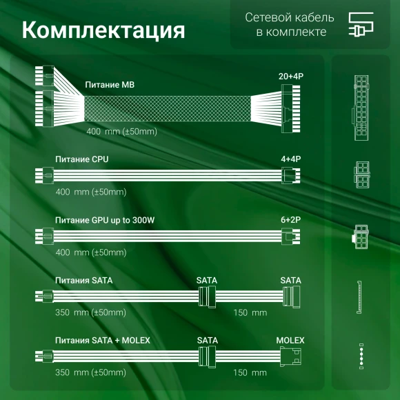 Блок питания Digma ATX 400W DPSU-400W (20+4pin) 120mm fan 3xSATA RTL