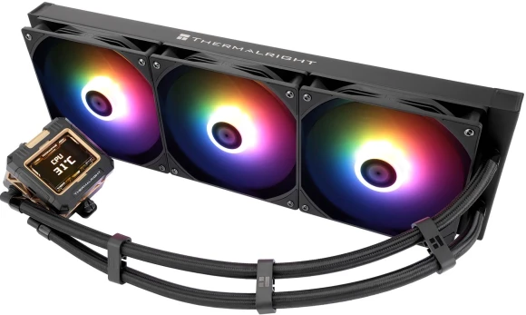 Система водяного охлаждения Thermalright Frozen Warframe 420 ARGB Soc-AM5/AM4/1200/1700/1851 черный 4-pin 29.8dB Al LCD Ret (F-WFRAME-420-BL-ARGB)