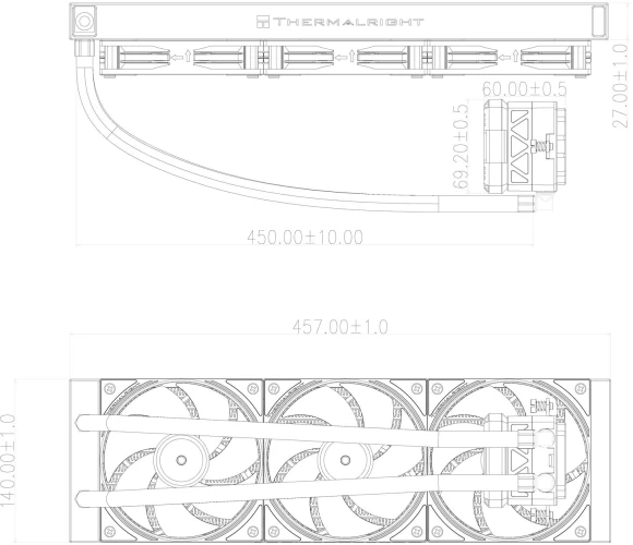 Система водяного охлаждения Thermalright Frozen Warframe 420 ARGB Soc-AM5/AM4/1200/1700/1851 черный 4-pin 29.8dB Al LCD Ret (F-WFRAME-420-BL-ARGB)