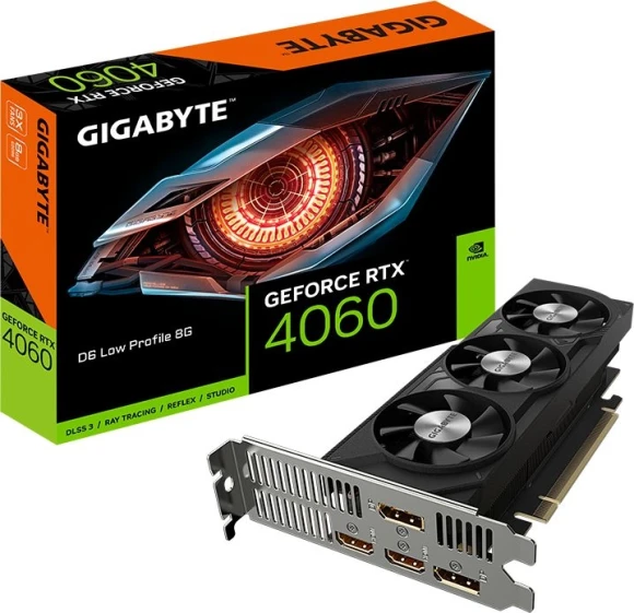 Видеокарта Gigabyte PCI-E 4.0 GV-N4060D6-8GL NVIDIA GeForce RTX 4060 8Gb 128bit GDDR6 2460/17000 HDMIx2 DPx2 HDCP Ret low profile Видеокарта Gigabyte PCI-E 4.0 GV-N4060D6-8GL NVIDIA GeForce RTX 4060 8Gb 128bit GDDR6 2460/17000 HDMIx2 DPx2 HDCP Ret low profile