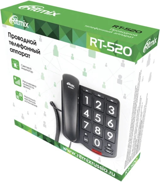Телефон проводной Ritmix RT-520 черный Телефон проводной Ritmix RT-520 черный