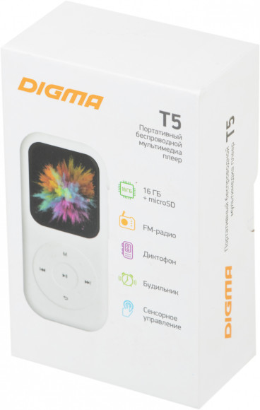 Плеер Hi-Fi Flash Digma T5 BT 16Gb белый/1.54"/FM/microSDHC Плеер Hi-Fi Flash Digma T5 BT 16Gb белый/1.54"/FM/microSDHC
