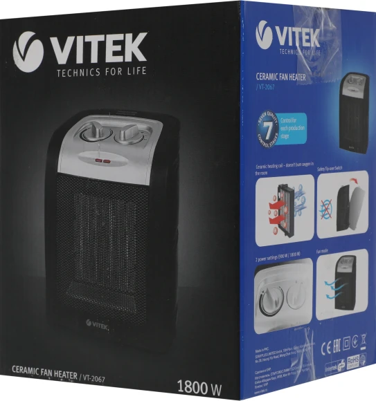 Тепловентилятор Vitek VT-2067 1800Вт черный/серебристый