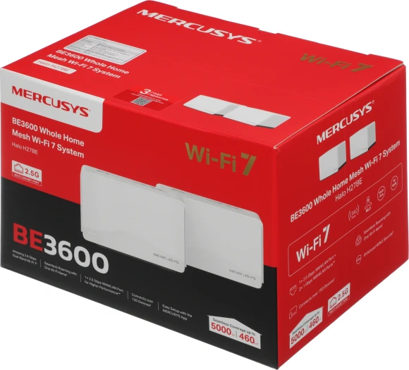 Бесшовный Mesh роутер Mercusys Halo H27BE (HALO H27BE(2-PACK)) BE3600 10/100/1000BASE-TX белый (упак.:2шт)
