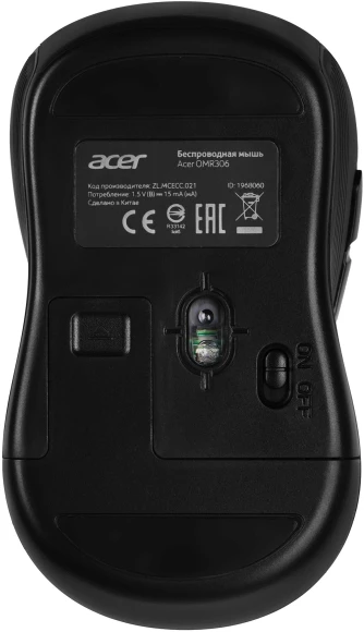 Мышь Acer OMR306 черный/серый оптическая 1600dpi беспров. USB 6but (ZL.MCECC.021)
