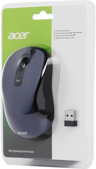 Мышь Acer OMR306 черный/серый оптическая 1600dpi беспров. USB 6but (ZL.MCECC.021)