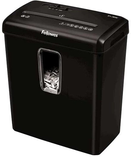 Шредер Fellowes PowerShred Р-30С черный (секр.P-4) фрагменты 6лист. 15лтр. скрепки скобы пл.карты