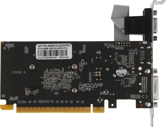 Видеокарта Afox PCI-E 2.0 AF730-4096D3L6 NVIDIA GeForce GT 730 4Gb 128bit GDDR3 700/1333 DVIx1 HDMIx1 CRTx1 HDCP Ret low profile