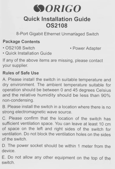 Коммутатор Origo OS2108 OS2108/A1A (L2) 8x1Гбит/с неуправляемый Коммутатор Origo OS2108 OS2108/A1A (L2) 8x1Гбит/с неуправляемый