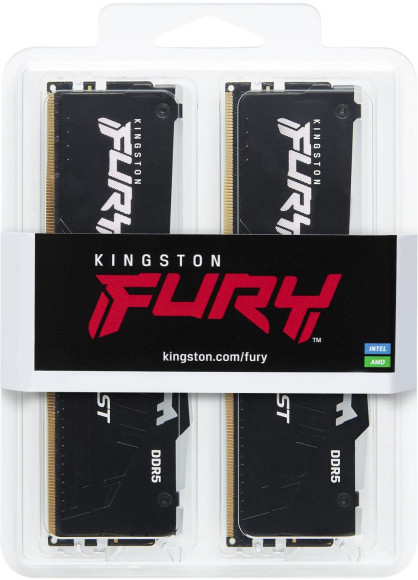 Память DDR5 2x32GB 6000MHz Kingston KF560C36BBEAK2-64 Fury Beast Black RGB RTL Gaming PC5-48000 CL36 DIMM 288-pin 1.35В kit single rank с радиатором Ret