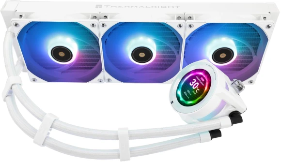 Система водяного охлаждения Thermalright Core Vision 360 ARGB Soc-AM5/AM4/1200/1700/1851 белый 4-pin 27.7dB Al LCD Ret (C-VISION-360-WH-ARGB)