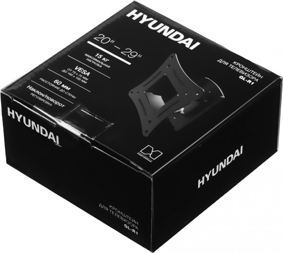 Кронштейн для телевизора Hyundai GL-R1 черный 20"-29" макс.15кг настенный поворот и наклон