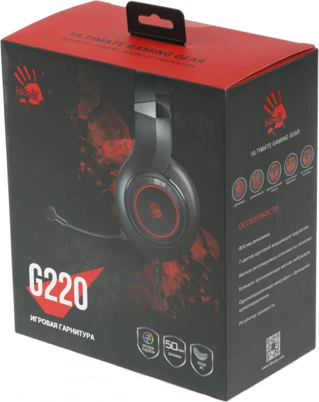 Наушники с микрофоном A4Tech Bloody G220 черный 2м мониторные оголовье (G220 AUX3.5-4PIN + USB) Наушники с микрофоном A4Tech Bloody G220 черный 2м мониторные оголовье (G220 AUX3.5-4PIN + USB)