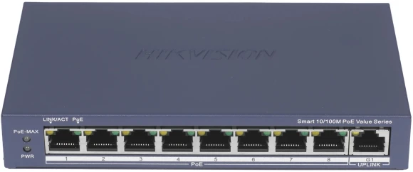 Коммутатор Hikvision DS-3E1309P-EI/M 8x100Мбит/с 1x1Гбит/с 8PoE+ 110W управляемый Коммутатор Hikvision DS-3E1309P-EI/M 8x100Мбит/с 1x1Гбит/с 8PoE+ 110W управляемый