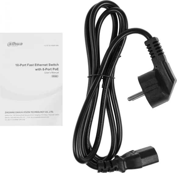 Коммутатор Dahua DH-PFS3010-8ET-65 10x100Мбит/с 8PoE+ 65W неуправляемый