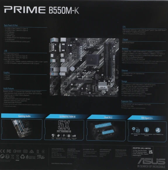 Материнская плата Asus PRIME B550M-K Soc-AM4 AMD B550 4xDDR4 mATX AC`97 8ch(7.1) GbLAN RAID+VGA+DVI+HDMI