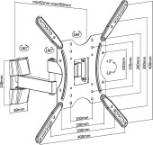 Кронштейн для телевизора Ultramounts UM903 черный 32"-55" макс.20кг настенный поворотно-выдвижной и наклонный Кронштейн для телевизора Ultramounts UM903 черный 32"-55" макс.20кг настенный поворотно-выдвижной и наклонный