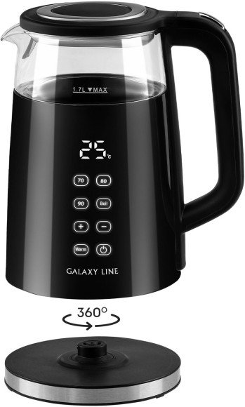 Чайник электрический Galaxy Line GL 0342 1.7л. 2200Вт черный корпус: стекло/пластик (ГЛ0342Л)
