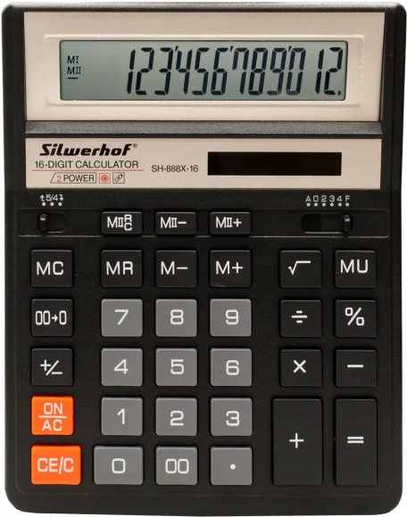 Калькулятор настольный Silwerhof SH-888X-16 черный 16-разр.