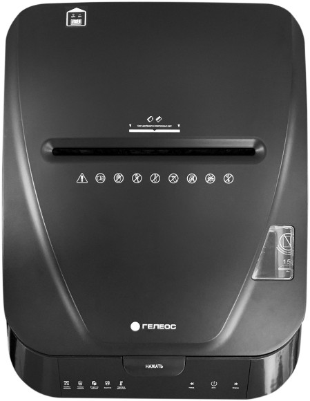 Шредер Heleos АП40 черный с автоподачей (секр.P-4) фрагменты 150лист. 37лтр. скрепки скобы пл.карты Шредер Heleos АП40 черный с автоподачей (секр.P-4) фрагменты 150лист. 37лтр. скрепки скобы пл.карты