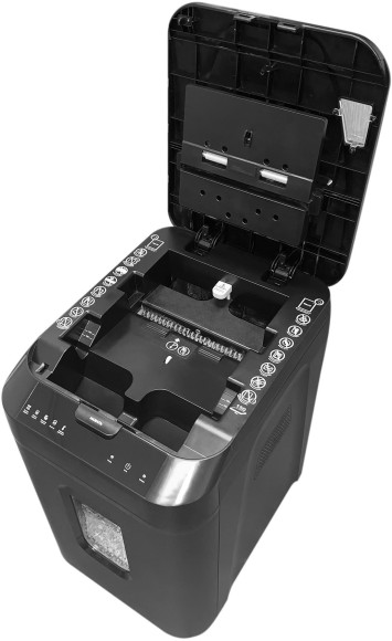 Шредер Heleos АП40 черный с автоподачей (секр.P-4) фрагменты 150лист. 37лтр. скрепки скобы пл.карты Шредер Heleos АП40 черный с автоподачей (секр.P-4) фрагменты 150лист. 37лтр. скрепки скобы пл.карты