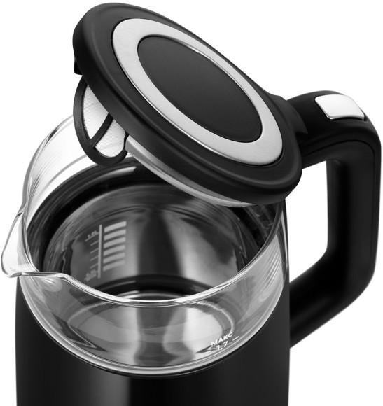 Чайник электрический Kitfort КТ-6611 1.7л. 2200Вт черный/серебристый корпус: стекло/пластик Чайник электрический Kitfort КТ-6611 1.7л. 2200Вт черный/серебристый корпус: стекло/пластик