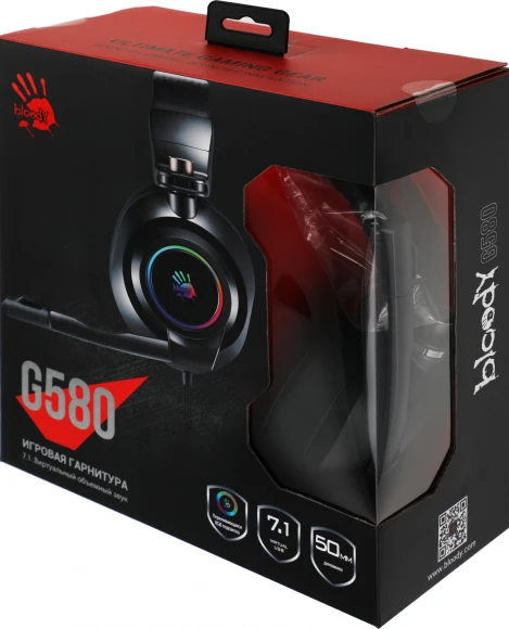 Наушники с микрофоном A4Tech Bloody G580 черный 2м мониторные USB оголовье (G580 USB /BLACK) Наушники с микрофоном A4Tech Bloody G580 черный 2м мониторные USB оголовье (G580 USB /BLACK)