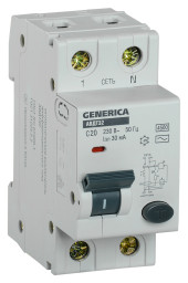 Выключатель автом. дифф. тока IEK MAD25-5-020-C-30 АВДТ 32 Generica 20A тип C 4.5kA 30мА AC 2П 230В 2мод серый (упак.:1шт) Выключатель автом. дифф. тока IEK MAD25-5-020-C-30 АВДТ 32 Generica 20A тип C 4.5kA 30мА AC 2П 230В 2мод серый (упак.:1шт)