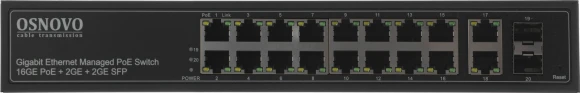 Коммутатор Osnovo SW-8182/L(300W) (L2+) 20x1Гбит/с 2SFP 16PoE 300W управляемый
